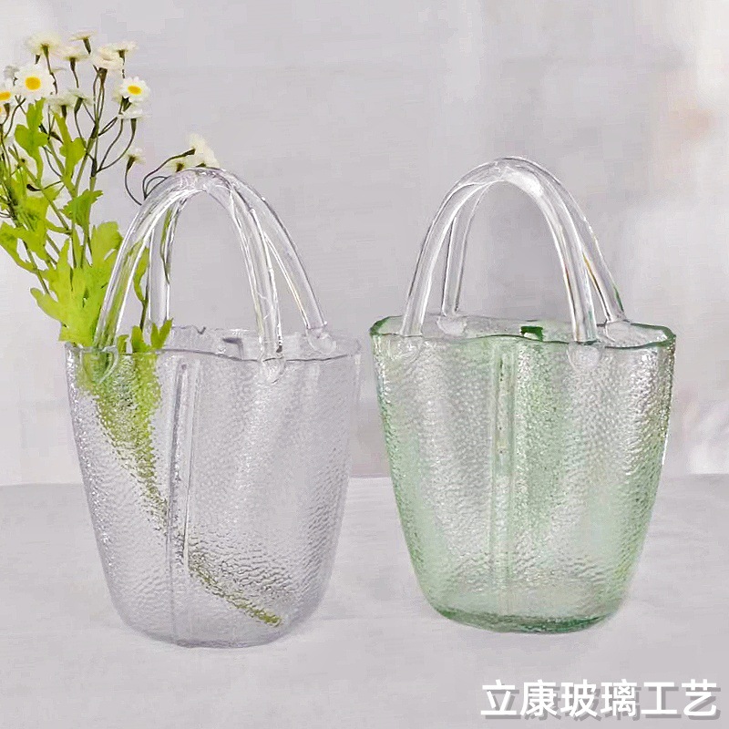 Minimalist Creative Bucket Glass Bag Vase Hydroponic Flowers Wedding Hotel Decorative Flower Arrangement Vase Flower