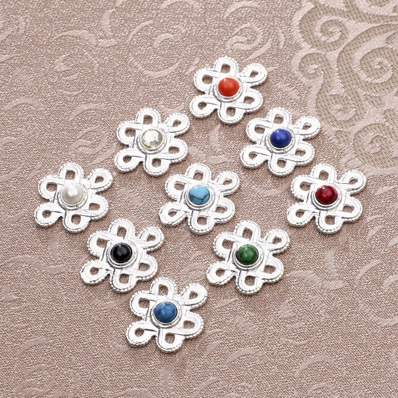 藏族民族风合金配件发饰头饰复古镶嵌松石挂件diy手工材料配饰