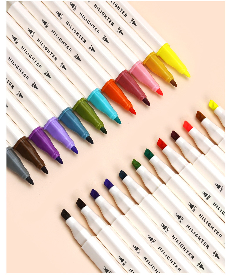 点石荧光笔软头brush多色水彩笔手账双头三角记号笔爆款批发820