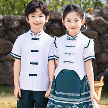 小学生班服夏季短袖儿童校服套装中国风幼儿园服六年级毕业照服装