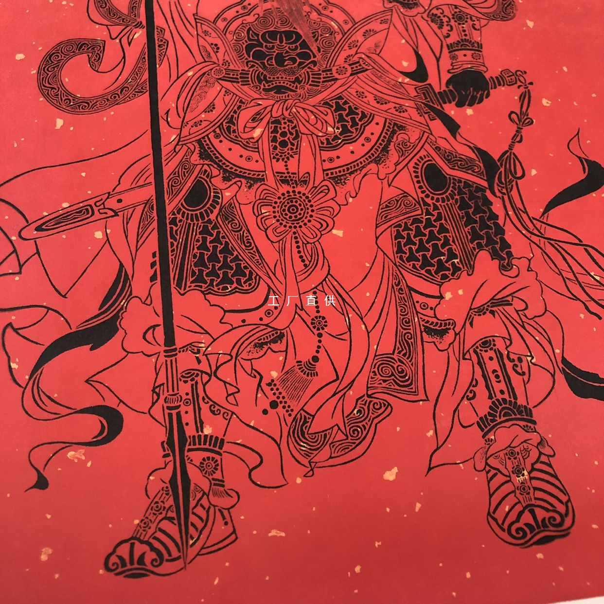 2024年传统年画武关公门神红色洒金宣纸单门年画春联-阿里巴巴