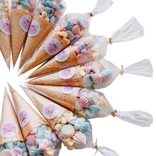 100一包DIY婚礼生日派对opp袋 透明糖果三角形食品袋 鲜花包装袋