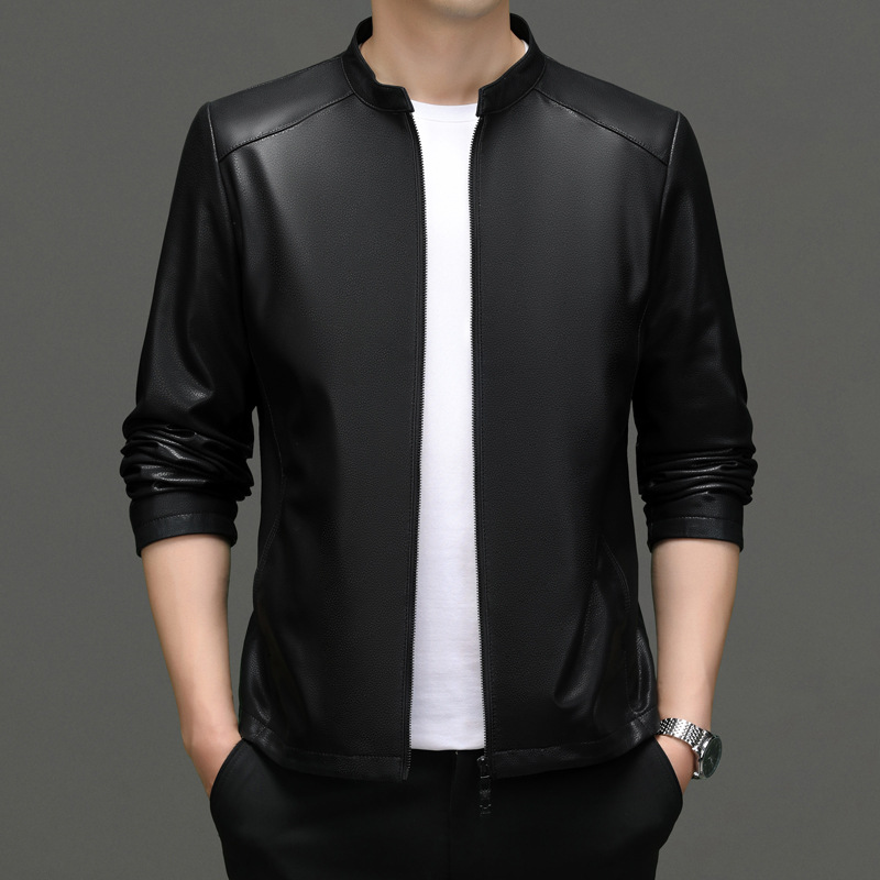 [Single Leather + Velvet] Men's Genuine Leather Clothes Autumn and Winter New Sheepskin Trendy Stand Collar Jacket Outer Coat Suit