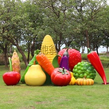 fe仿真南瓜蔬菜雕塑玻璃钢水果摆件大草莓白菜模型农庄园林户外景