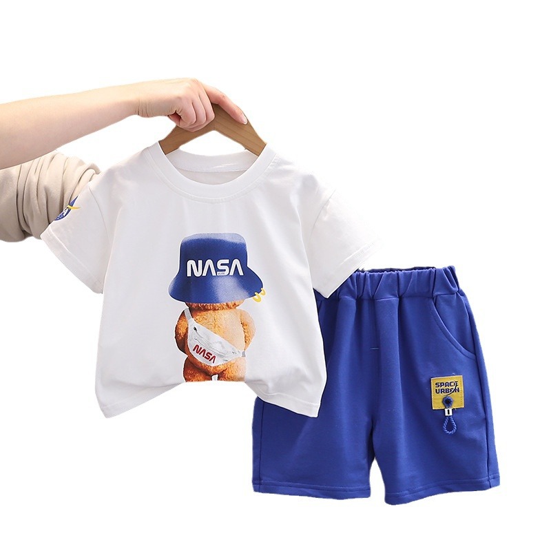 Boys Summer Suit 2024 New Little Children's Clothing Korean Style Baby and Infant Summer Clothing Children's Summer Suit