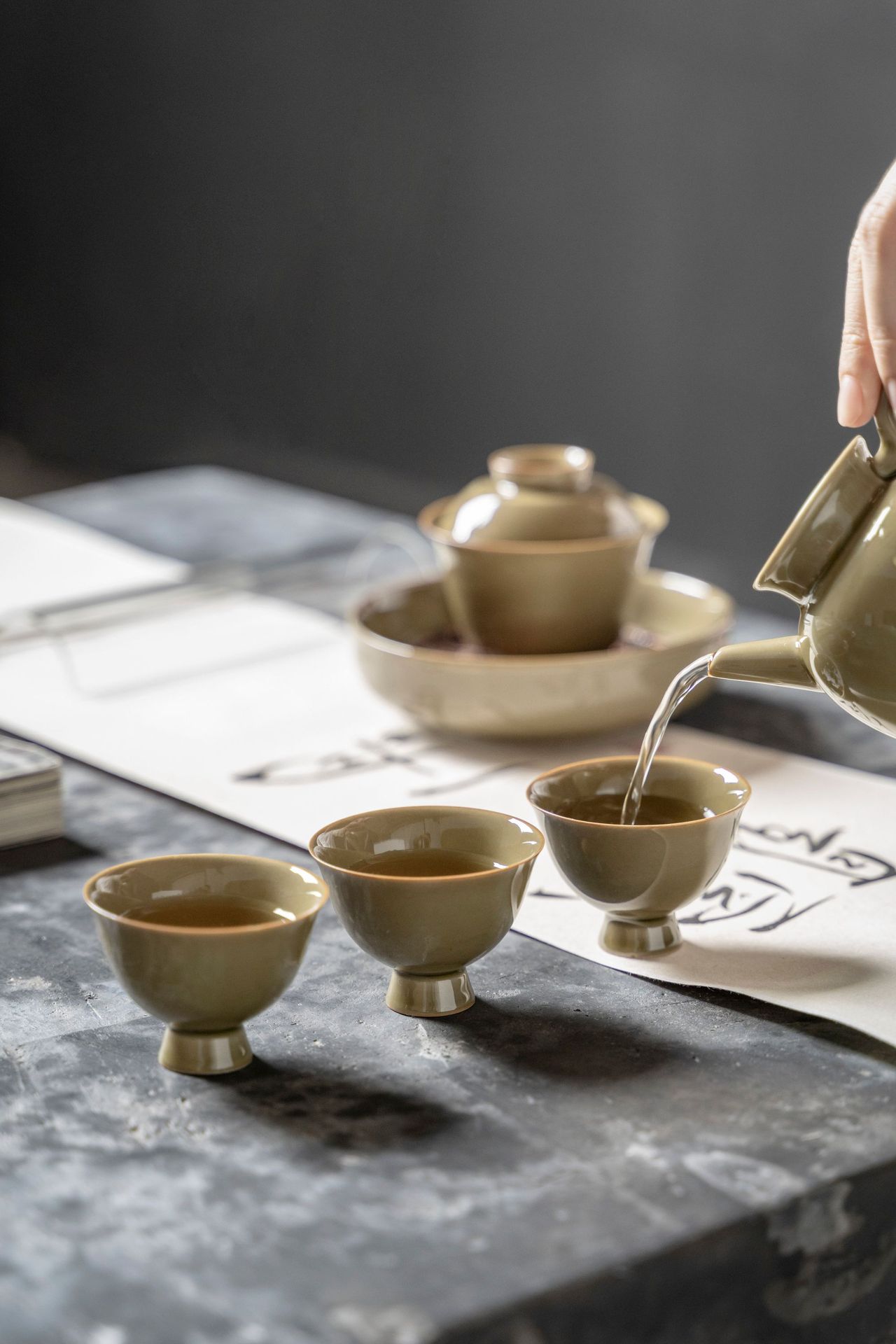 宜室茶话 青瓷宋韵高足品茗杯 功夫茶具茶杯主人杯 文人空间茶器