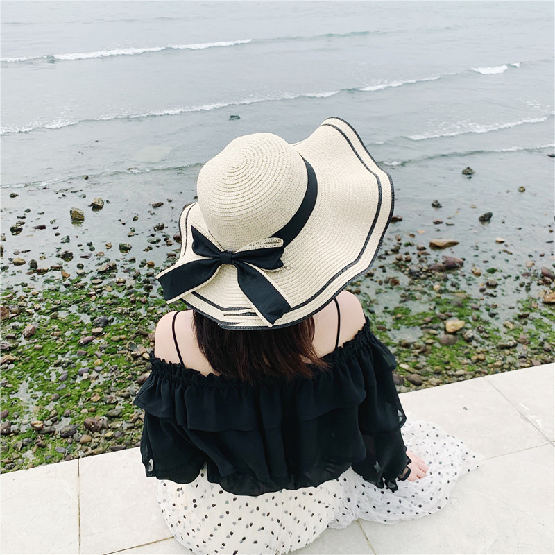 New Straw Hat Women's Summer Beach Hat Seaside Sun Protection Korean Style Face Cover Travel Vacation All-Match Sun Hat Cool Hat