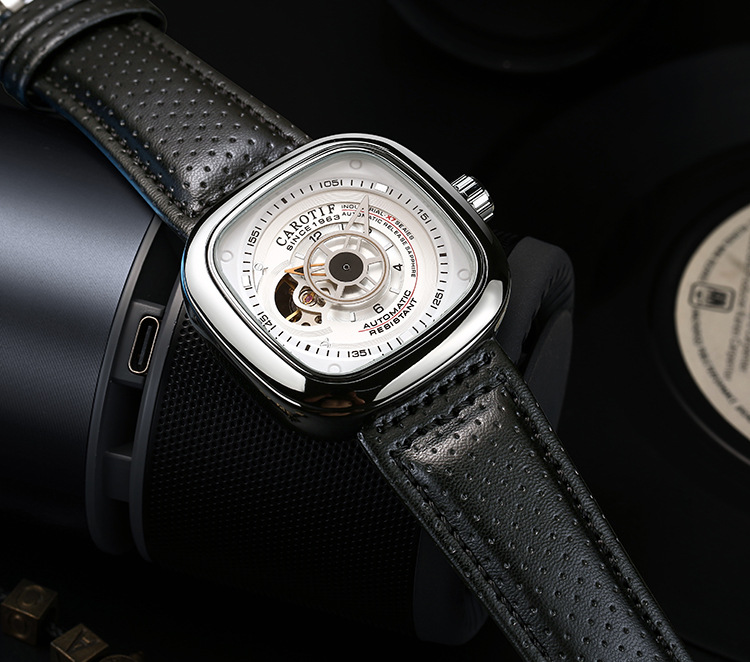 卡罗蒂夫抖音爆款手表全自动机械表男表镂空方形大表盘手表批发