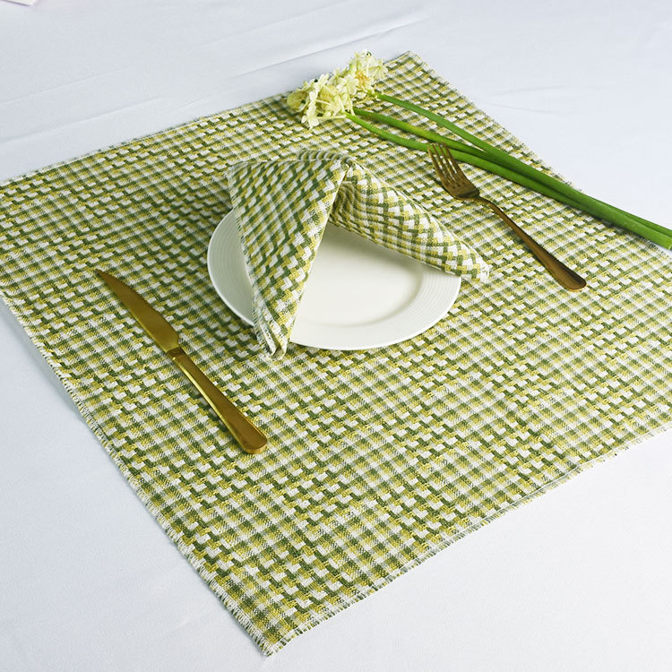 格子布餐巾餐垫厨房西餐厅桌布华夫格桌旗大小格复合棉亚马逊热卖