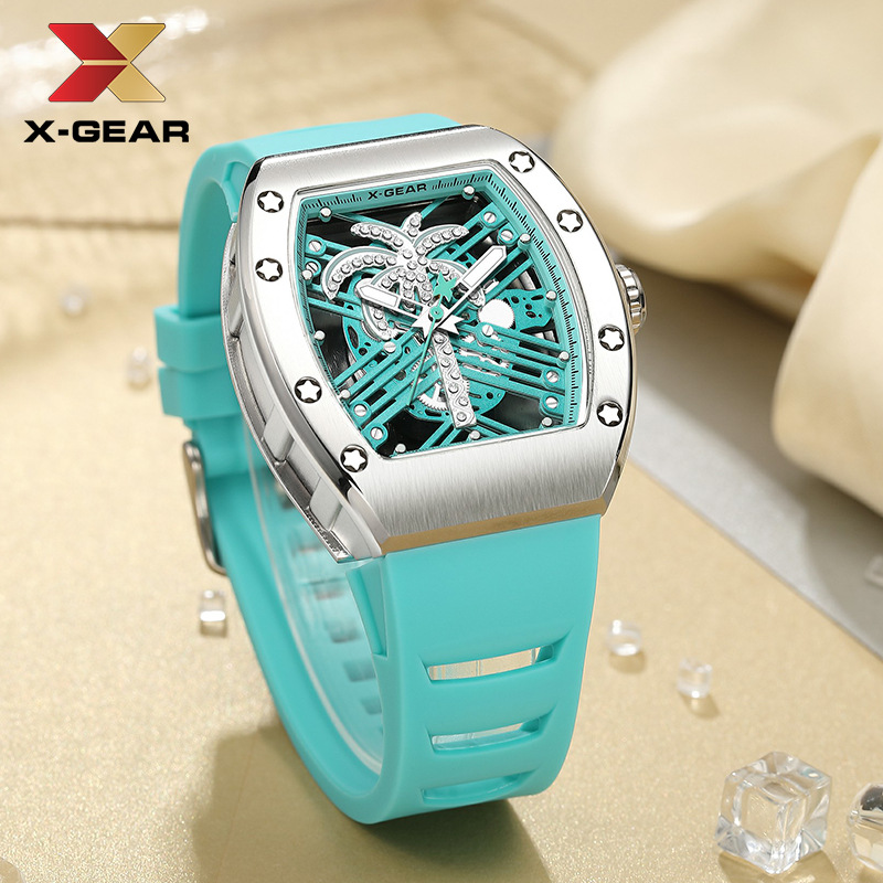 x-gear理查德轻奢手表女士满钻潮流品牌酒桶形大表盘法兰克腕表