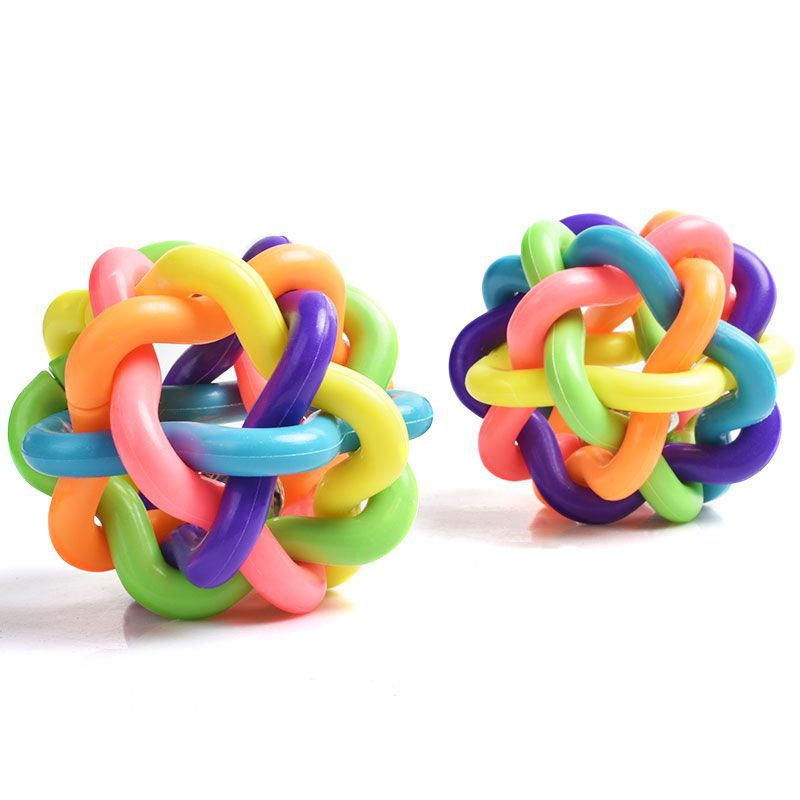 宠物玩具 狗玩具猫玩具 七彩铃铛球 彩色橡胶玩具球 发声狗玩具