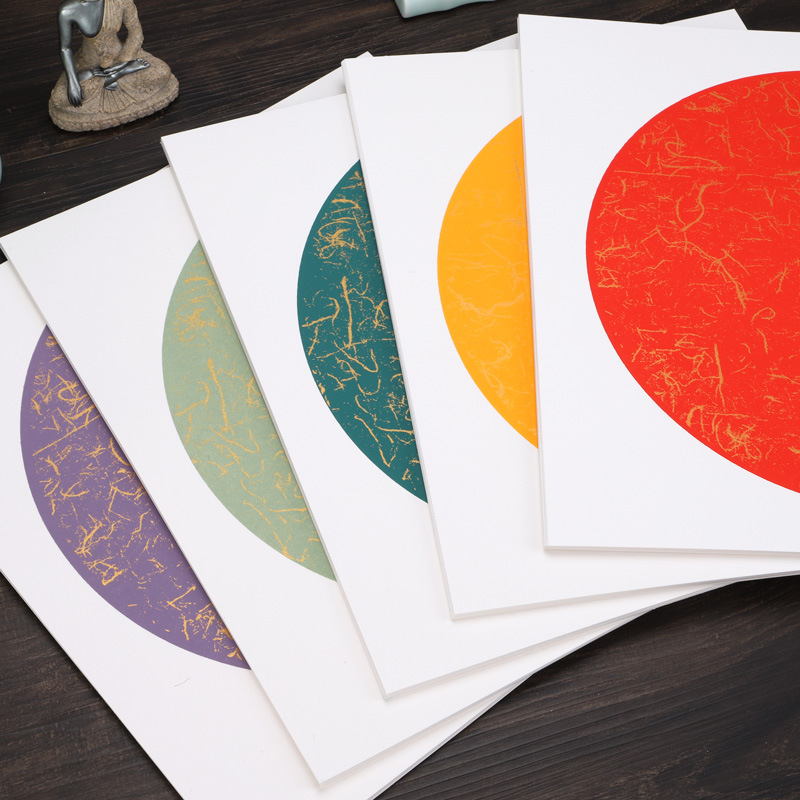 蜡染宣纸卡纸加厚国画彩色书法创作纸空白软卡圆形毛笔字软卡宣纸