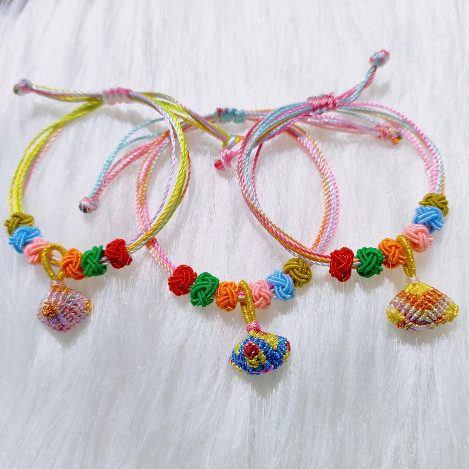 端午节情侣五彩绳幸运手绳编织儿童粽子平安手链男女情侣款民族风