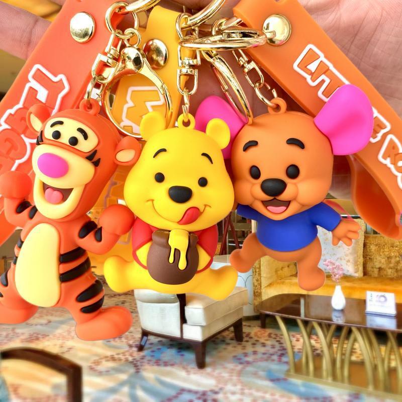 New Cartoon Pooh Bear Keychain Tigger Toy Bag Package Pendant Car Key Chain Crane Machine Small Gift