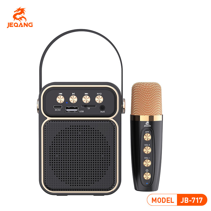 JB-717 Handheld Singing Microphone Integrated Bluetooth Small Speaker Mini Portable Outdoor Family Gathering