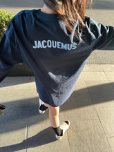 JACQUE早秋3D立体字母印花宽松JAC长袖男女同款圆领T恤防晒衫