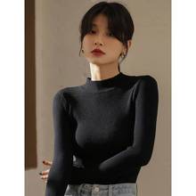 韩版黑色半高领毛衣女2022秋冬新款打底衫内搭修身针织衫上衣外穿
