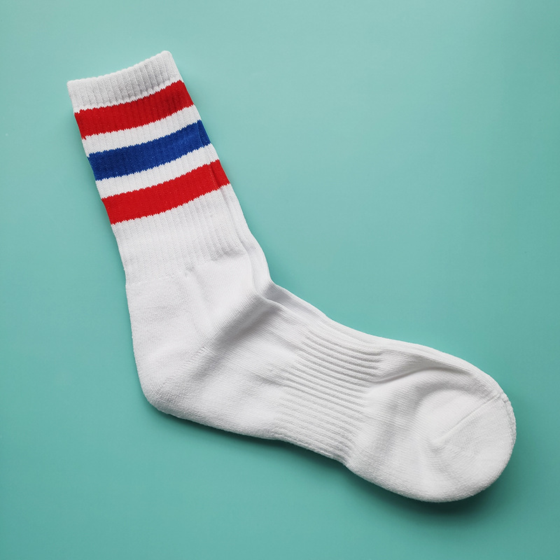 质学生袜子中长筒袜三条杠儿童白袜学校统一配礼服校服袜白袜白色纯棉