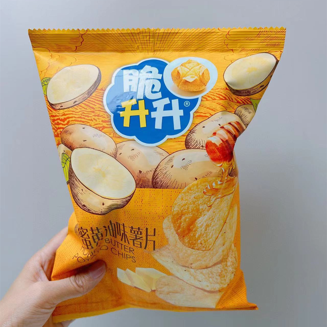 脆升升蜂蜜黄油薯片60克休闲零食追剧小食品薯条新品