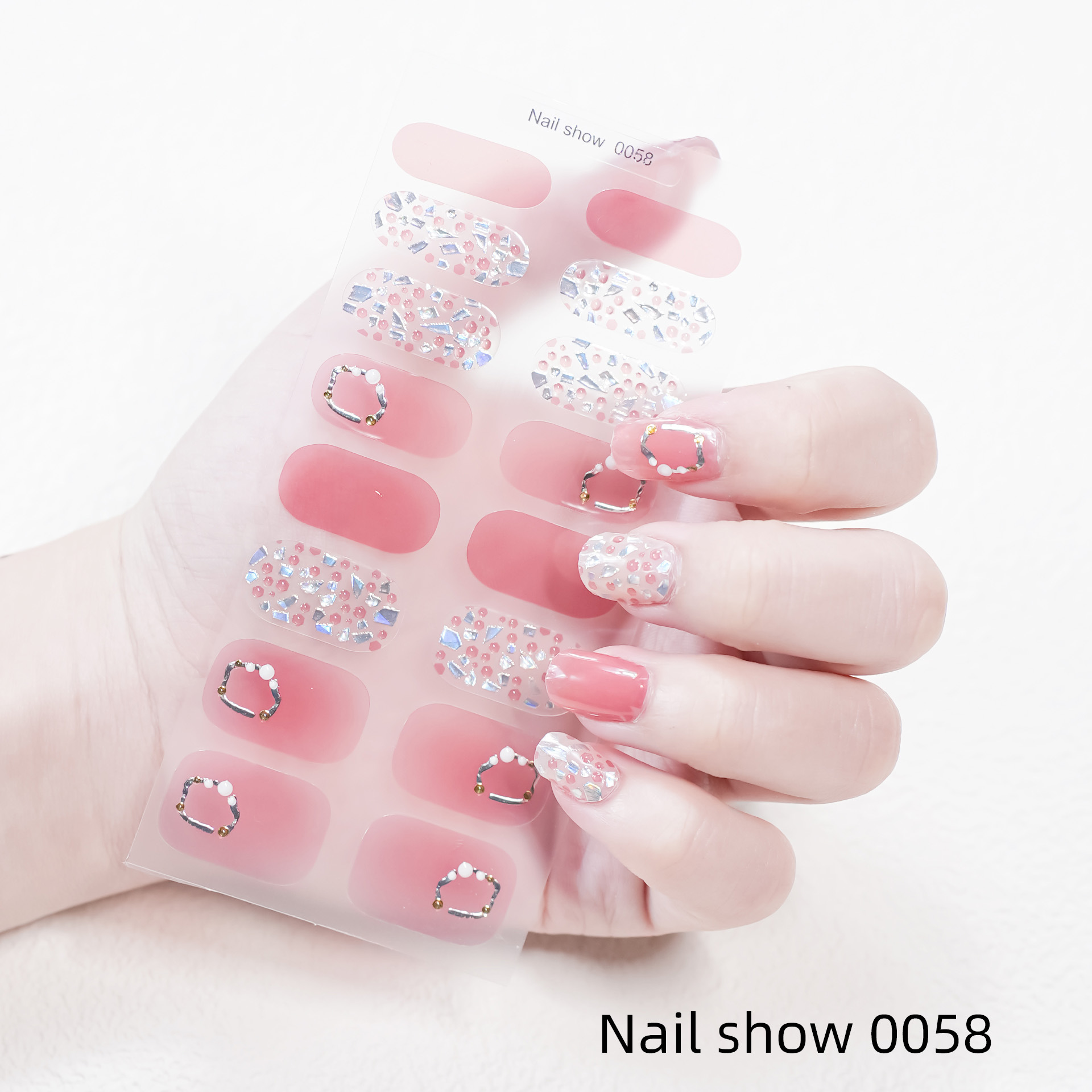 New Nail Beauty Nail Stickers Paper 16 Stickers Net Red Girl Pink Nail Stickers Supply Nail Stickers TikTok Xiaohongshu