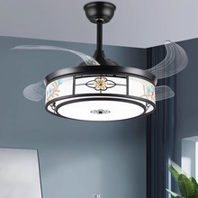 新中式隐形吊扇灯客厅餐厅家用卧室风扇灯带电扇LED灯具一体吊扇
