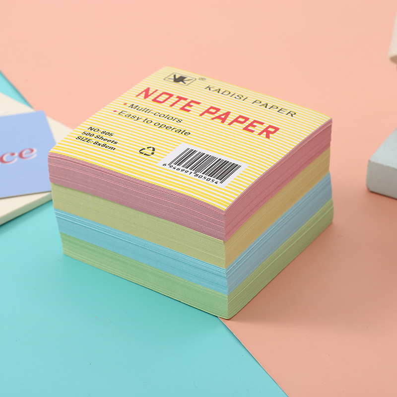 卡迪斯 盒装便签纸砖五彩无粘性便条纸静电便利贴无胶彩色便条纸