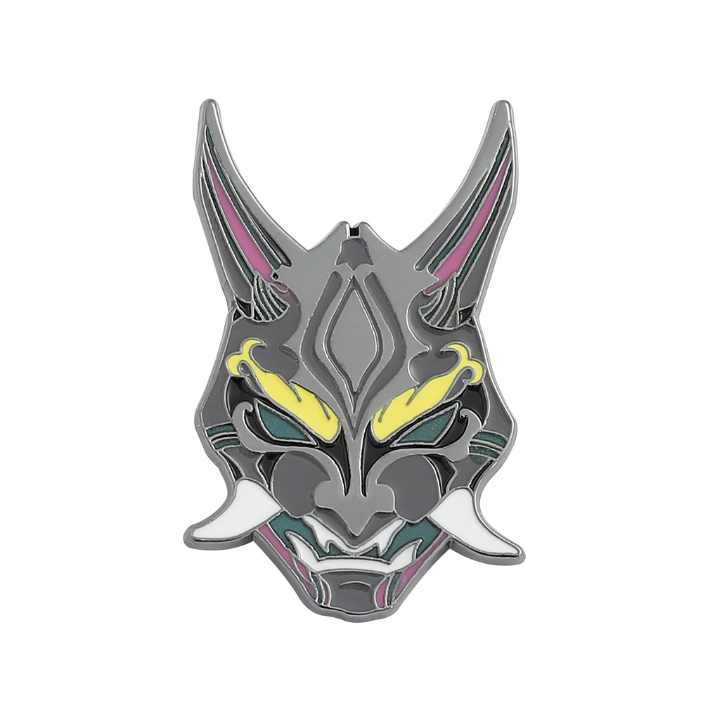 跨境 游戏原神周边魈夜叉傩面具夜光仿珐琅金属徽章同人二次元