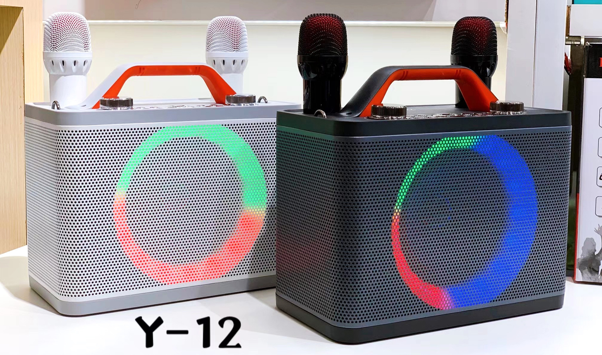 双麦克风蓝牙音响 y12户外k歌话筒唱歌音箱儿童家庭ktv套装播放器