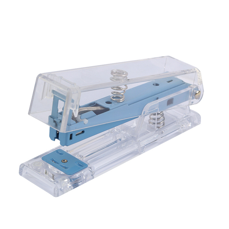 Factory Customized Ins Style Student Stapler Office Labor-Saving Binding Machine Candy Color Transparent Stapler Large and Small Size