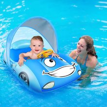 新款pvc充气婴儿水上小汽车座圈 带蓬防晒宝宝游乐浮排 儿童泳圈
