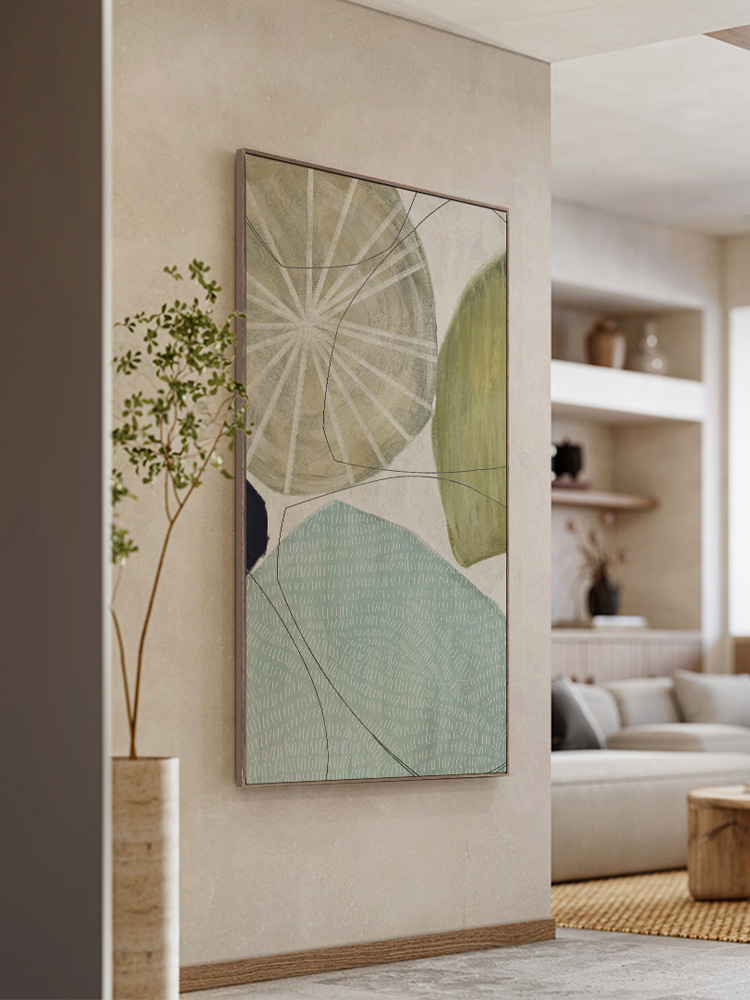 现代竖版玄关装饰画北欧客厅沙发背景墙走廊过道大幅挂画落地壁画