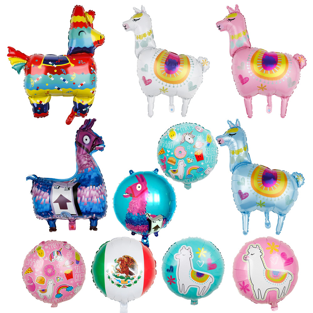 cross-border large cute alpaca aluminum film balloon hat burrito three-color mexican carnival decoration balloon