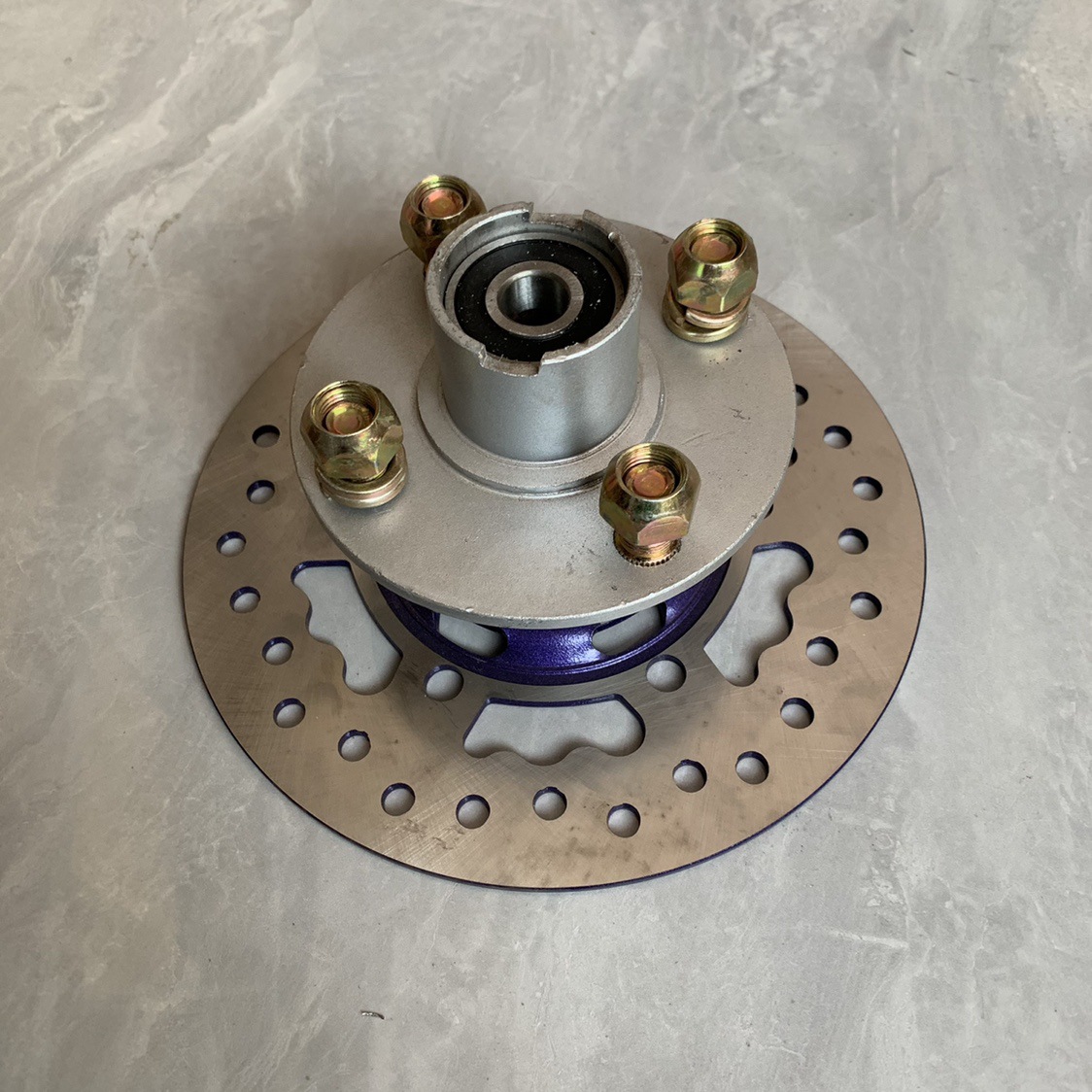 电动三轮车改装前轮碟刹盘锅刹车盘220碟刹法兰轴头302轴承轮鼓芯