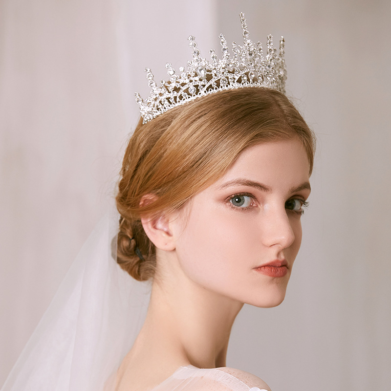 新娘皇冠婚纱韩版王冠水钻头饰模特豪华头箍婚礼发饰发箍新娘皇冠