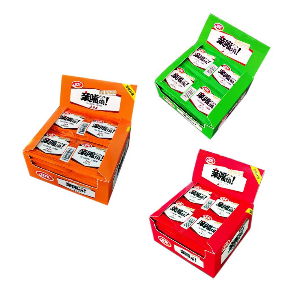 包邮卫龙亲嘴烧24g*20包即食辣条网红解馋小零食辣味面筋小吃辣片