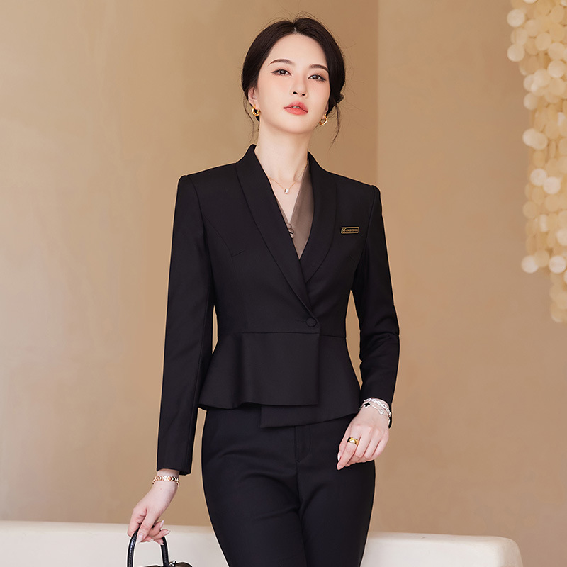 2023新款秋装时尚气质ol职业装女西裤套装酒店珠宝美容师工作服
