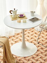 简约休闲餐桌白色北欧咖啡桌奶茶洽谈桌子ins郁金香阳台小圆桌椅