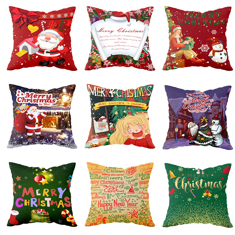 New Christmas Pillow Cover 23 Christmas Party Sofa Cushion Lumbar Pillow Home Decoration Holiday Cushion Decoration