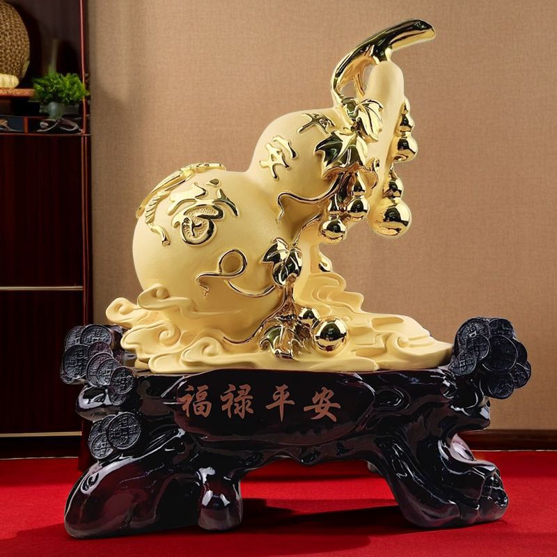 新款上市绒沙金福禄平安葫芦创意家居开业乔迁客厅办公室摆件