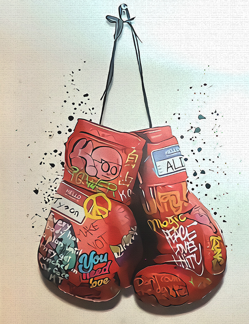 一彩涂鸦拳套印刷版画客厅卧室装饰挂画高清画芯外贸代发