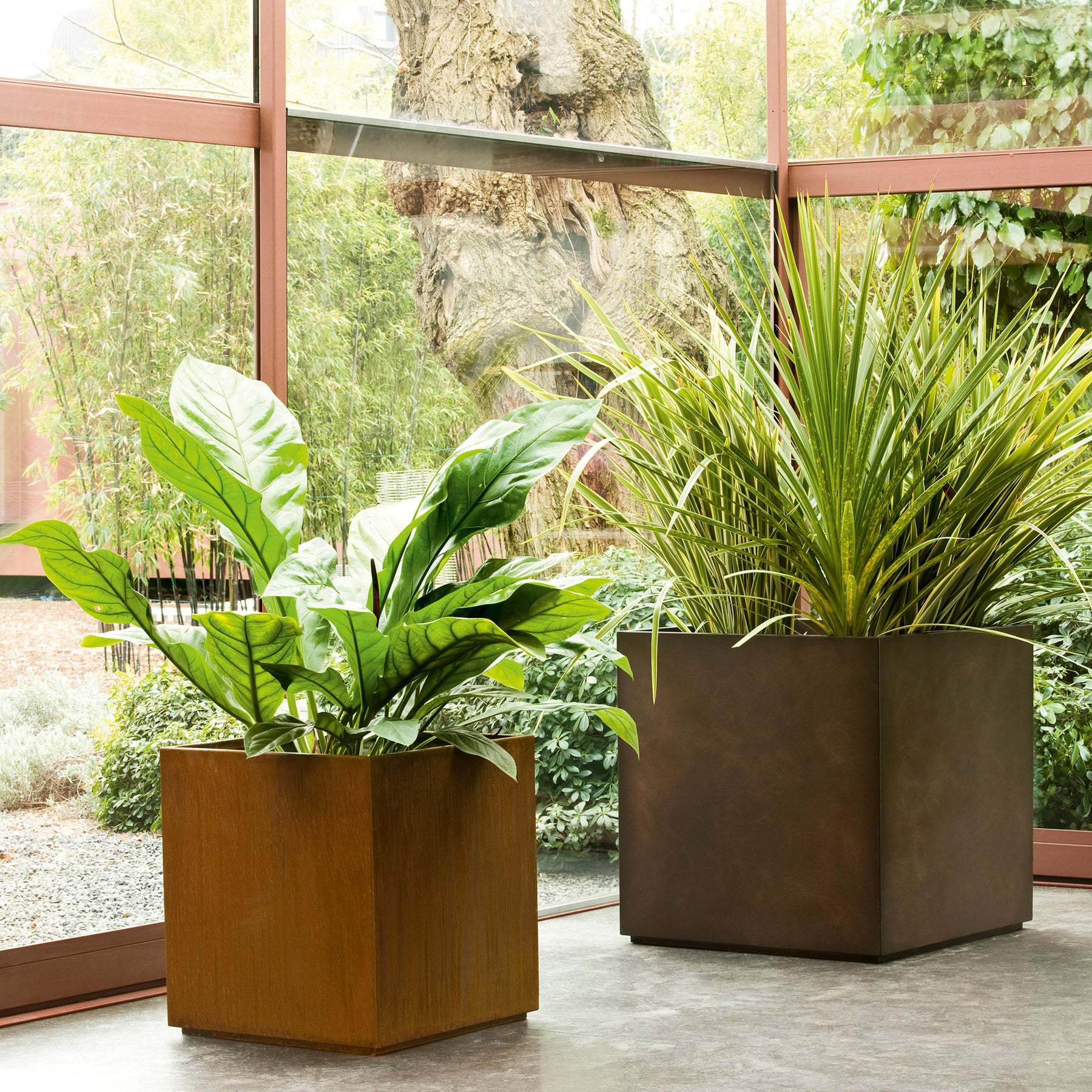 北欧不锈钢花盆客厅方形绿植金属花架室外创意花器复古工业风花箱