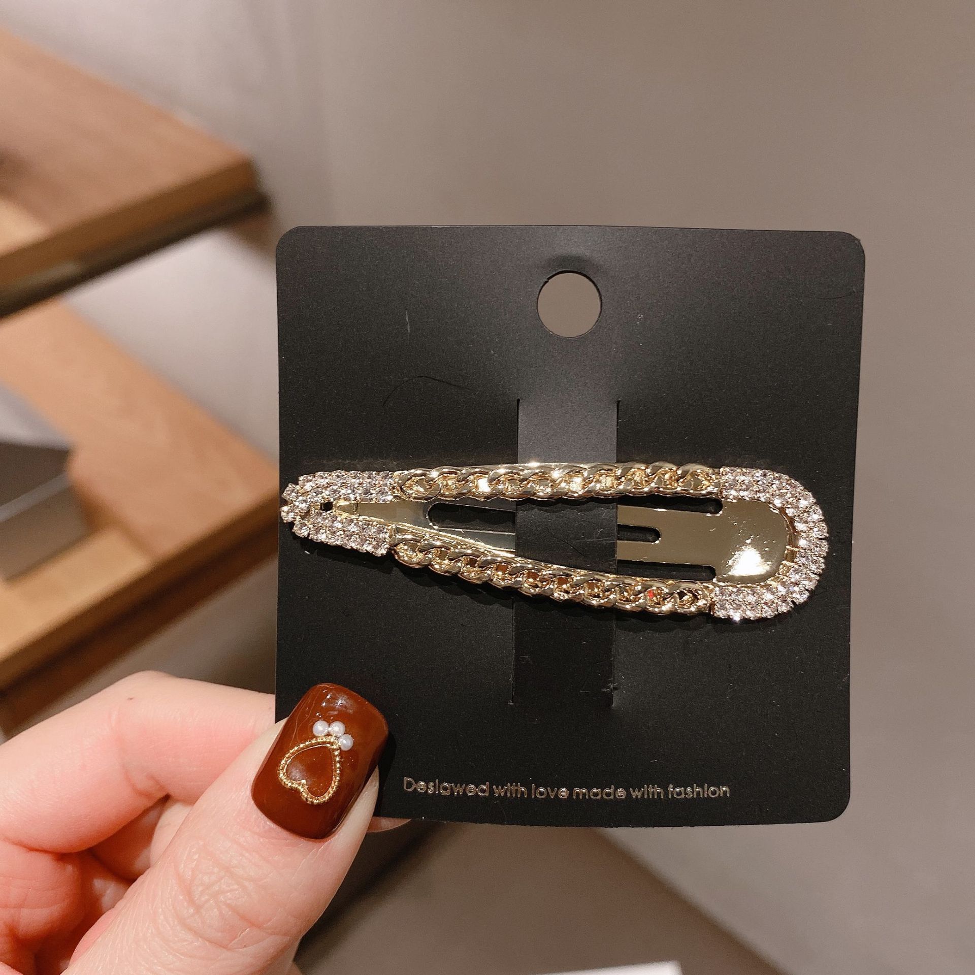 Korean Design Sense Personality Stitching Chain Barrettes Women's Fashion Metallic Simple BB Clip Side Clip Bang Clip