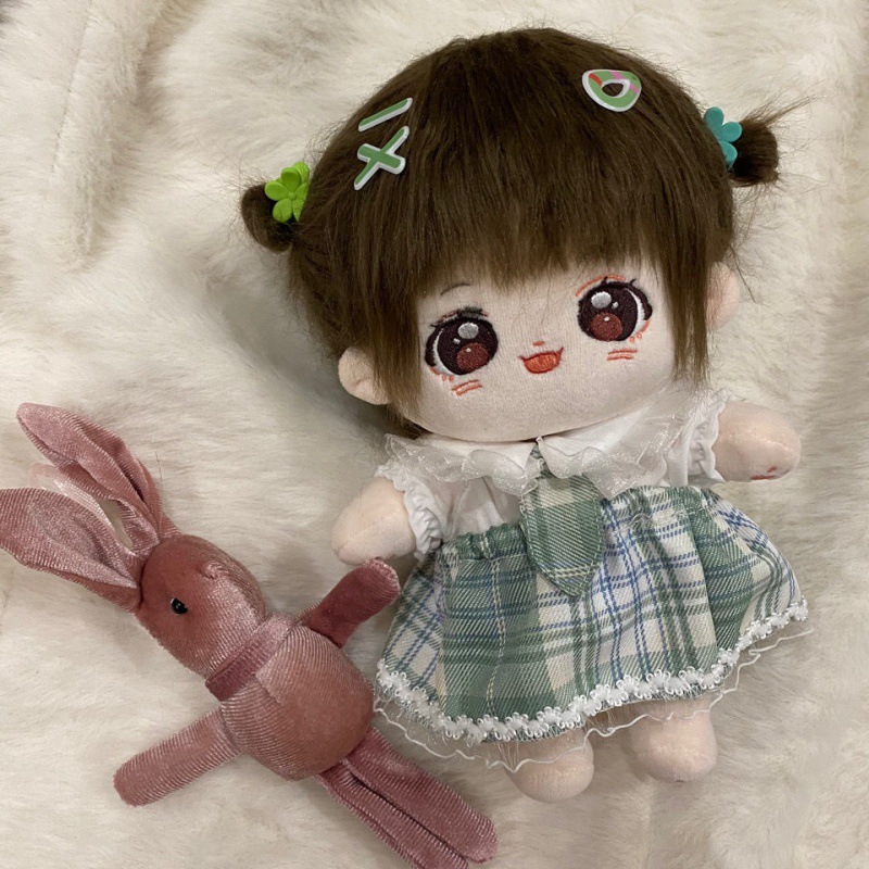 娃娃衣服无属性女宝20cmjk娃衣裙子粉色绿色套装棉花玩偶一件批发