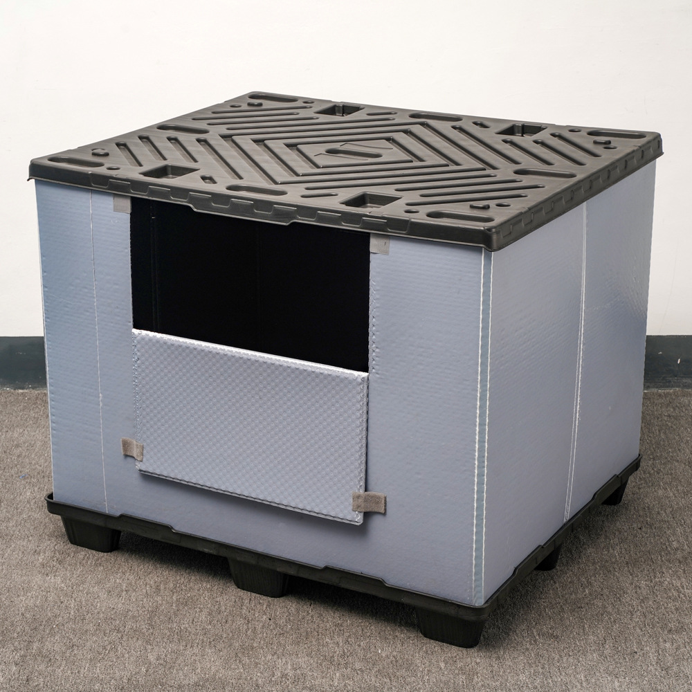 广东博轩 1350大型折叠塑料围板箱 可循环物流周转箱 蜂窝板箱