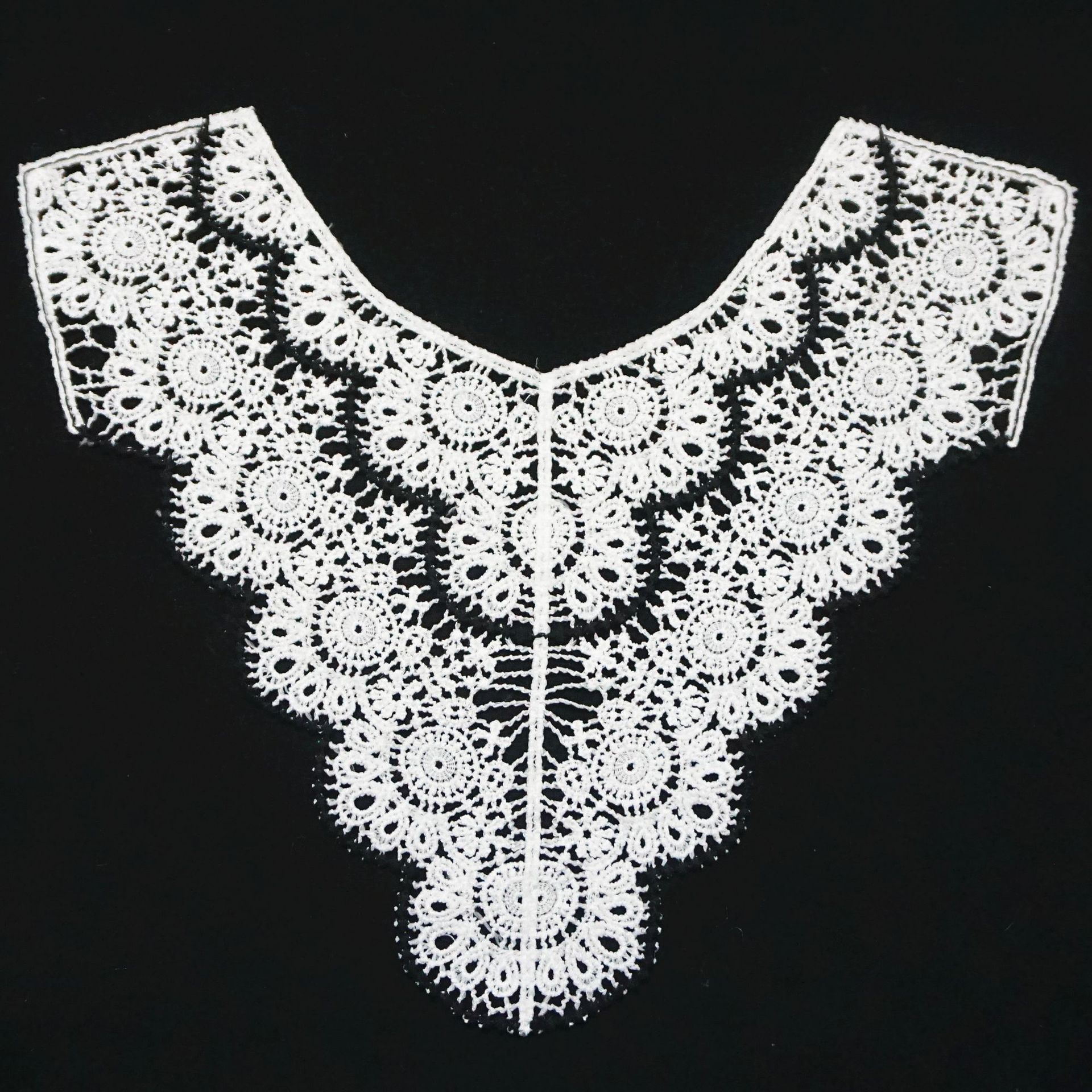 镂空涤纶丝衣领对花 牛奶丝精致衬衫假领子辅料 水溶蕾丝刺绣花边