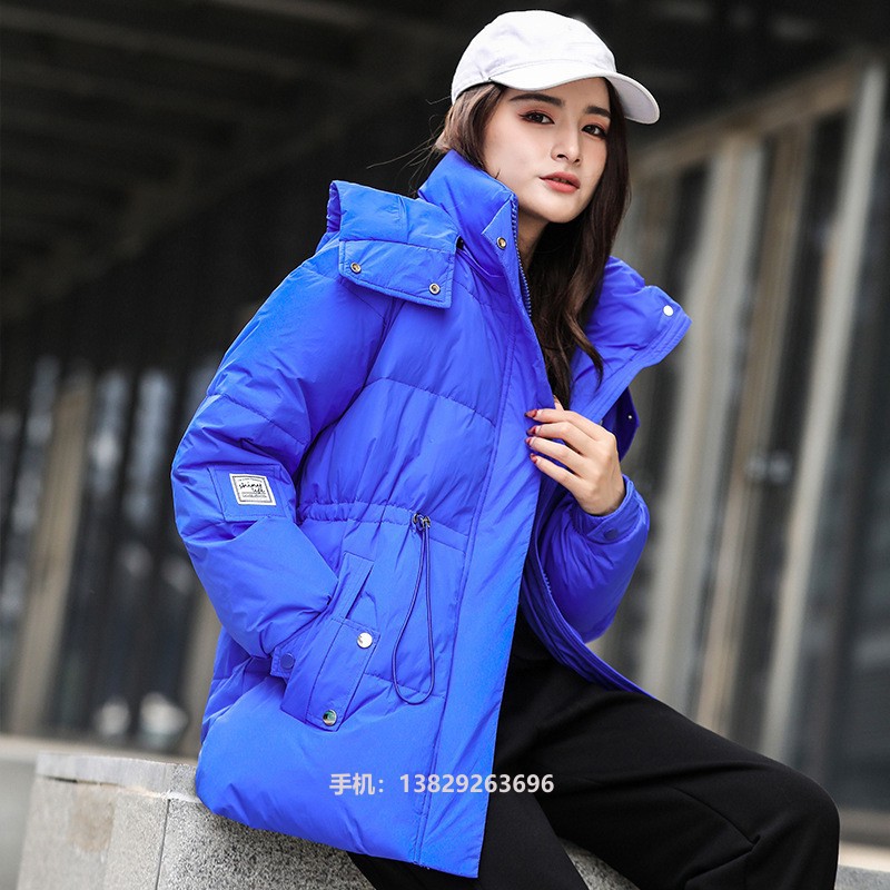 羽绒服冬季女新款韩系宽松抽绳外套白鸭绒连帽保暖羽绒袄休闲