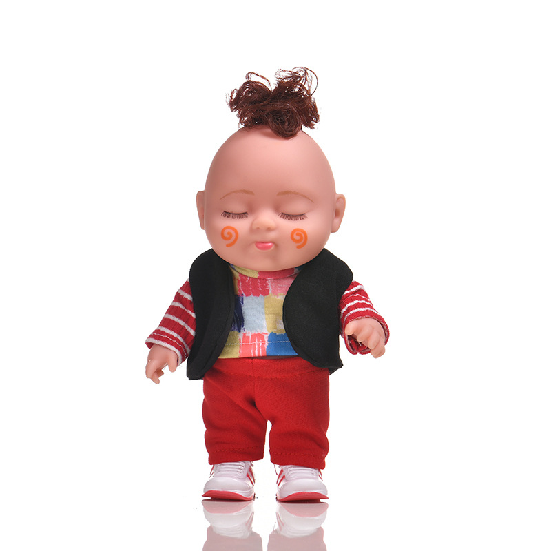 嘟嘴胖娃娃盲盒玩偶搪胶公仔摆件卷发娃娃玩具批发可爱小男孩胖娃