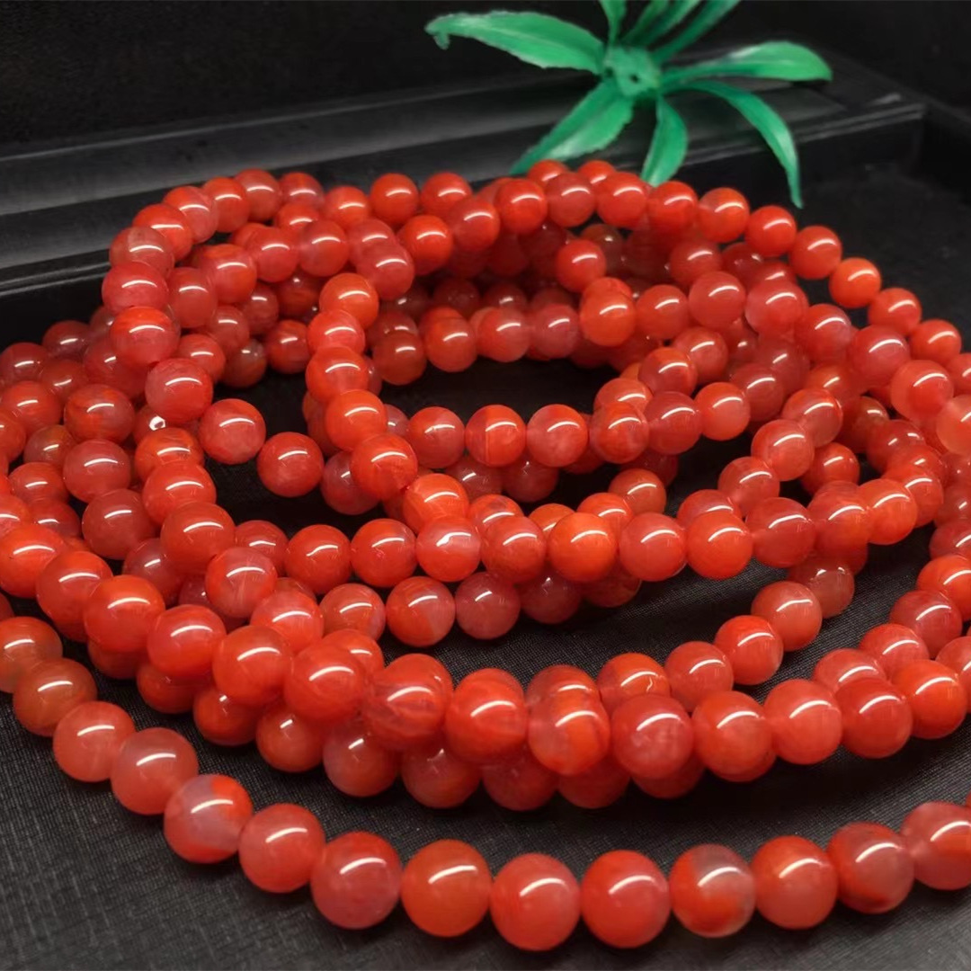 厂家批发南红玛瑙佛珠 颜色红润 玛瑙多圈圆珠手链两用款直播货源