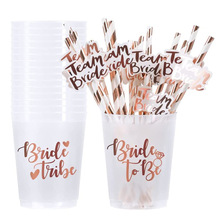 亚马逊新款bride tribe cup单身新娘派对塑料杯子 team bride