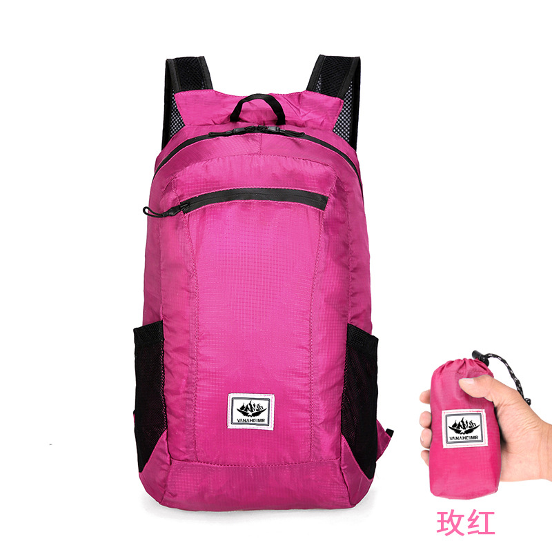 Cross-Border Supply Colorful Folding Bag Waterproof Outdoor Backpack Large Capacity Lightweight Printed Logo Travel Exercise Backpack